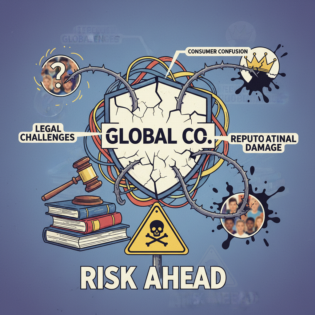 Trademark name risk concept illustration